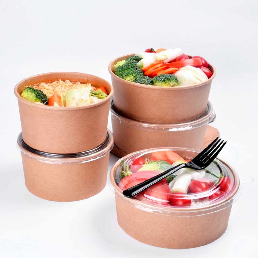 Meal Prep Containers - 20 Stück Kraftpapier-Schüsseln mit Deckel, Lebensmittelechte